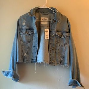 Hollister denim jacket, light blue, distressed